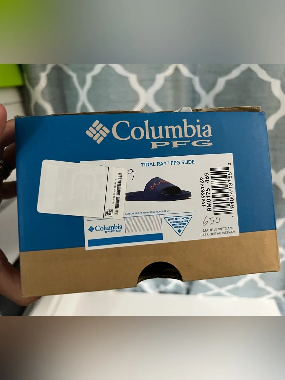 Columbia blue Slide Sandals with Red Logo